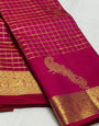 Majesty Dark Pink Pure Zari Weaving Banarasi Silk Saree With Susurrous Blouse Piece