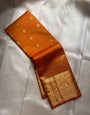 Ephemeral Orange Pure Zari Weaving Banarasi Silk Saree With Serendipity Blouse Piece