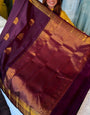 Beguiling Purple Pure Zari Weaving Banarasi Silk Saree With Comely Blouse Piece