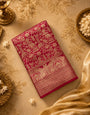Ratatouille Dark Pink Pure Zari Weaving Banarasi Silk Saree With Desuetude Blouse Piece