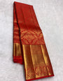 Moiety Red Pure Zari Weaving Banarasi Silk Saree With Vestigial Blouse Piece