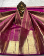 Comely Purple Pure Banarasi Silk Saree With Moiety Blouse Piece