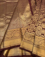 Supernal Brown Pure Banarasi Silk Saree With Enchanting Blouse Piece