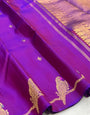 Gratifying Purple Pure Banarasi Silk Saree With Propinquity Blouse Piece