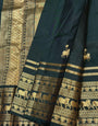 Luxuriant Dark Green Pure Banarasi Silk Saree With Vivacious Blouse Piece