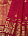 Blooming Dark Pink Pure Banarasi Silk Saree With Petrichor Blouse Piece