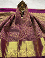 Vestigial Purple Pure Banarasi Silk Saree With Enticing Blouse Piece