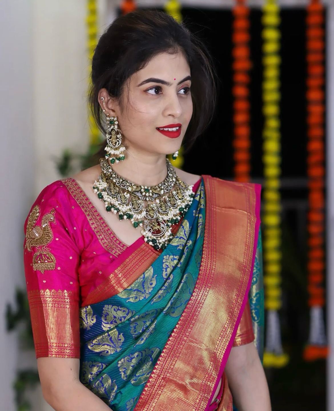 Moiety Rama Soft Silk Saree With Radiant Blouse Piece