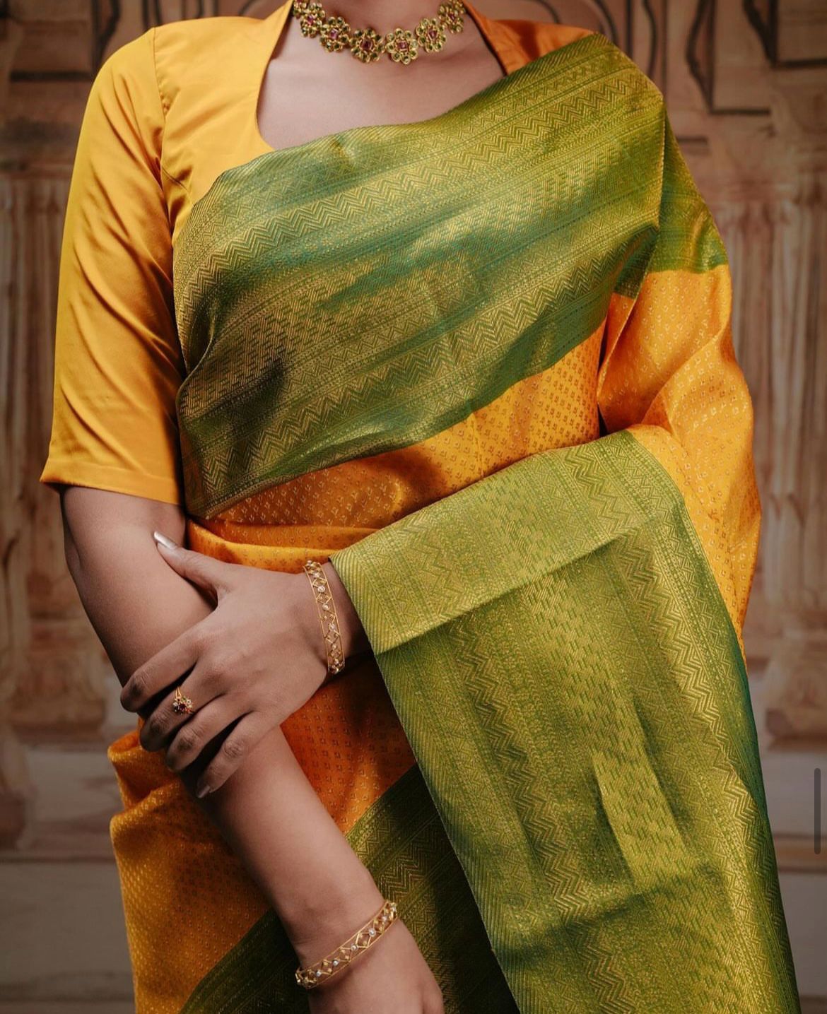 Glowing Yellow Soft Silk Saree With Engrossing Blouse Piece