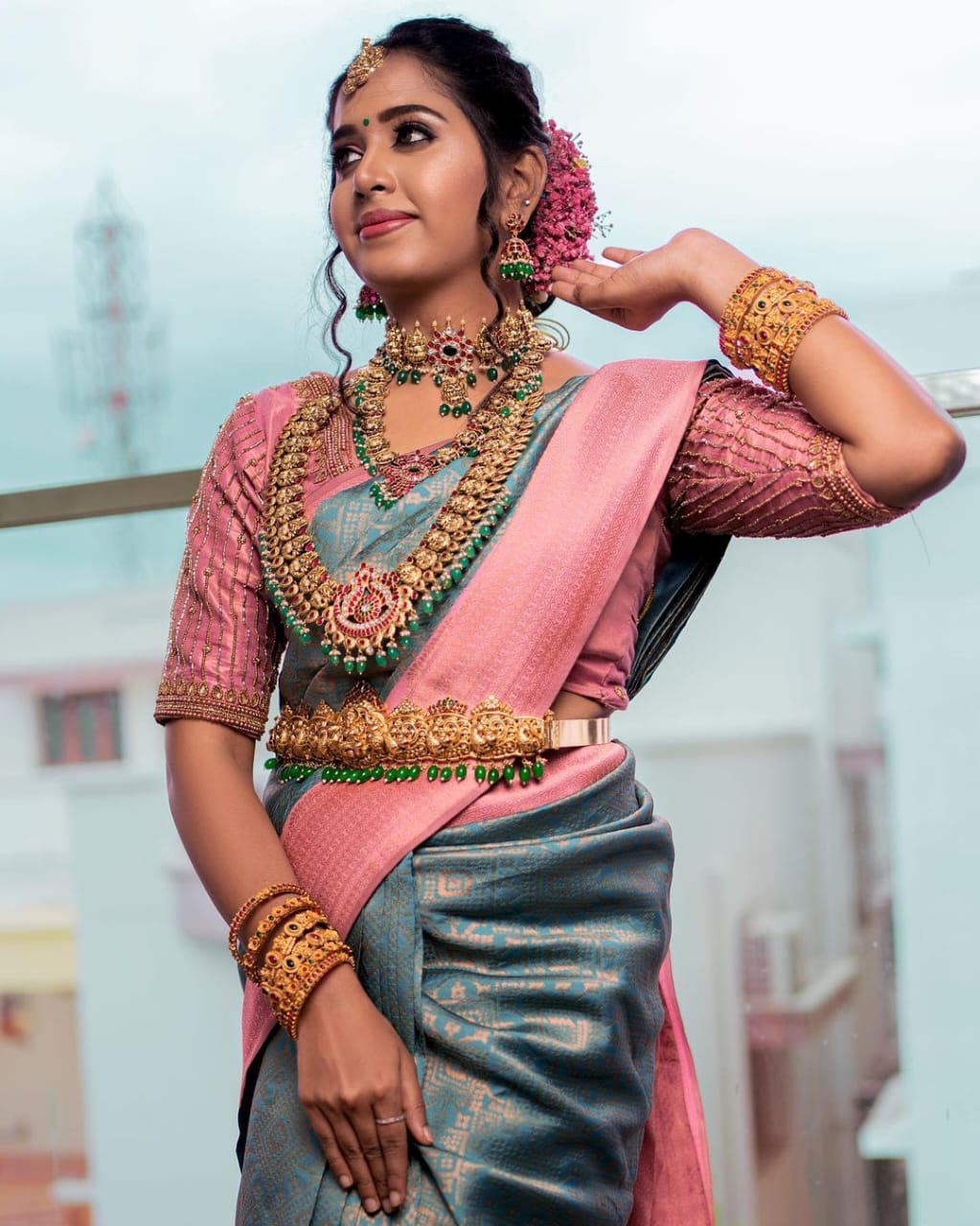 Grandiose Firozi Soft Silk Saree With Classy Blouse Piece