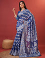 Exemplary Royal Blue Cotton Silk Saree With Whimsical Blouse Piece