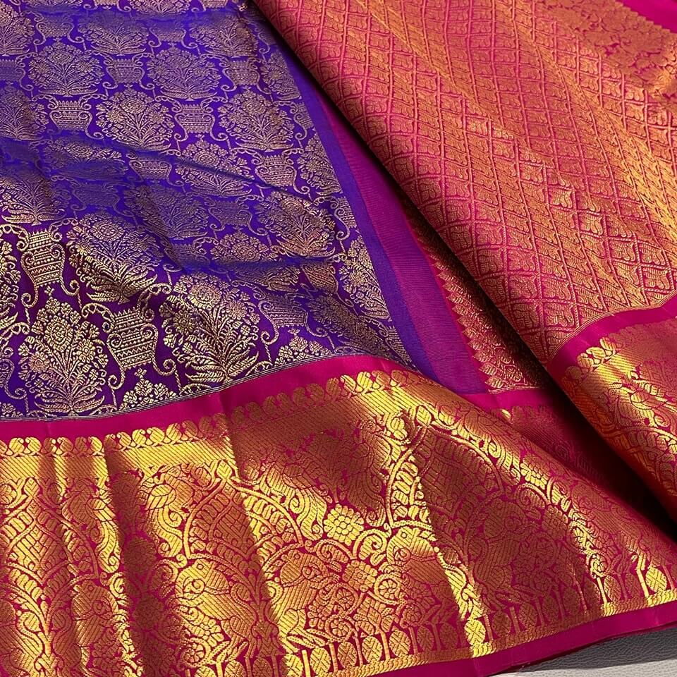 Sizzling Purple Soft Banarasi Silk Saree With Stunning Blouse Piece