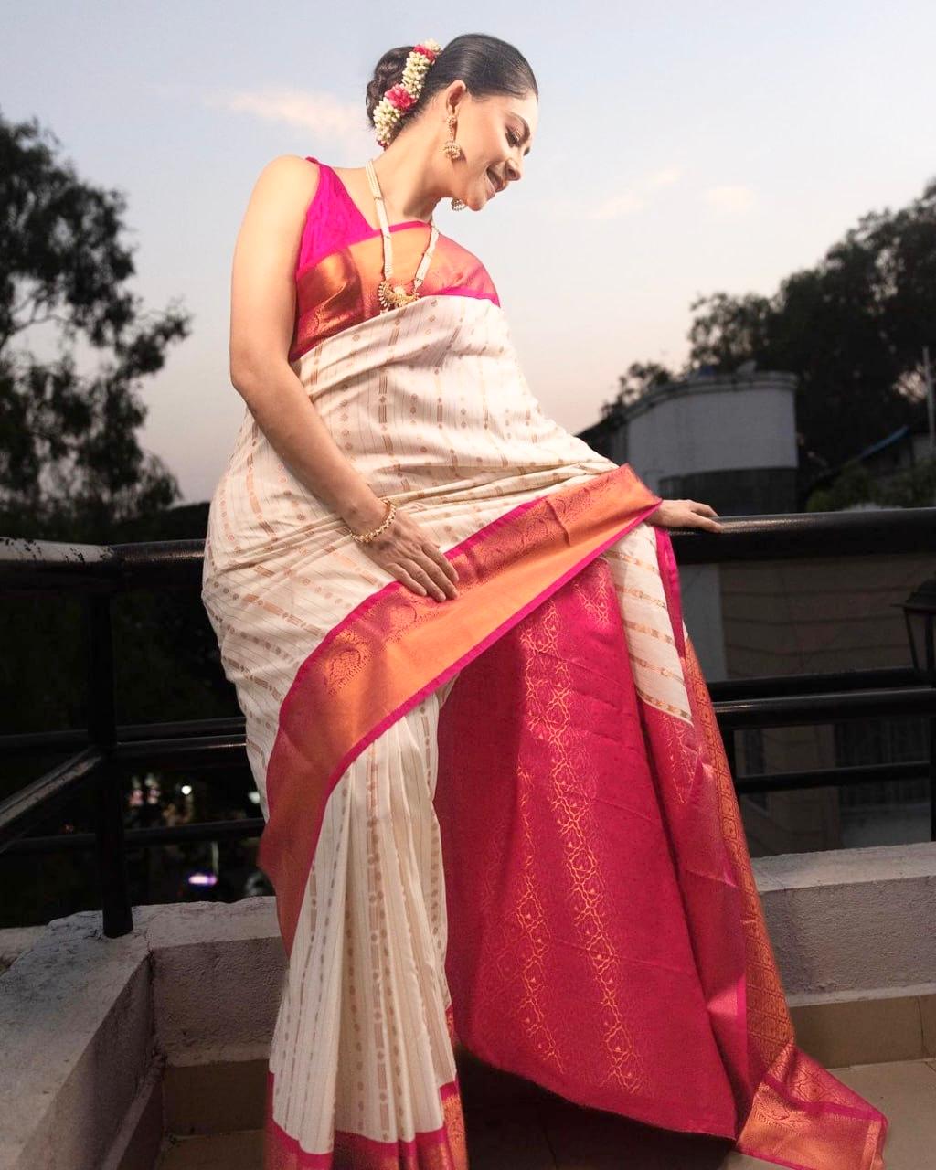 Verdant Beige Soft Silk Saree With Incredible Blouse Piece