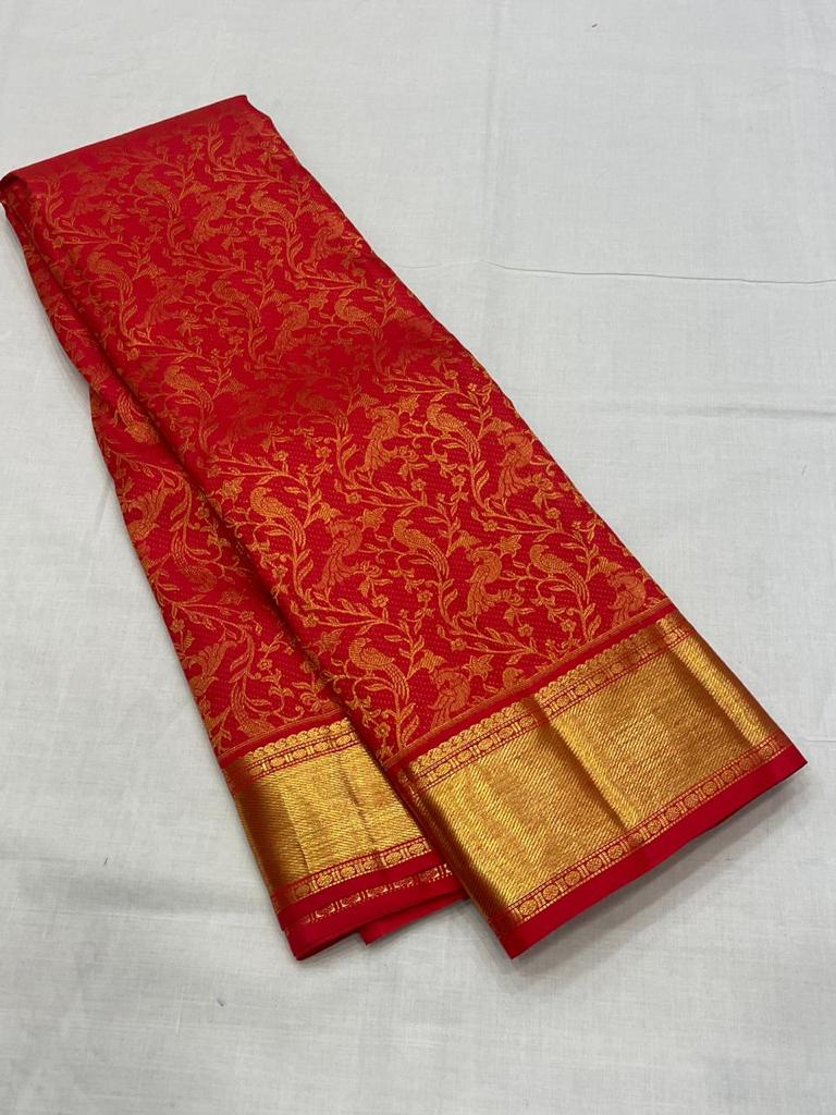 Radiant Red Soft Banarasi Silk Saree With Charming Blouse Piece