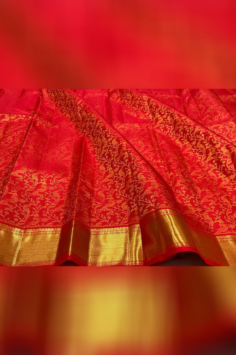 Radiant Red Soft Banarasi Silk Saree With Charming Blouse Piece