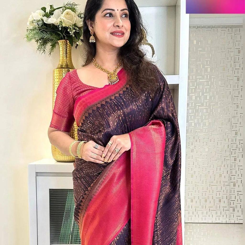 Ephemeral Blue Soft Banarasi Silk Saree With Majesty Blouse Piece