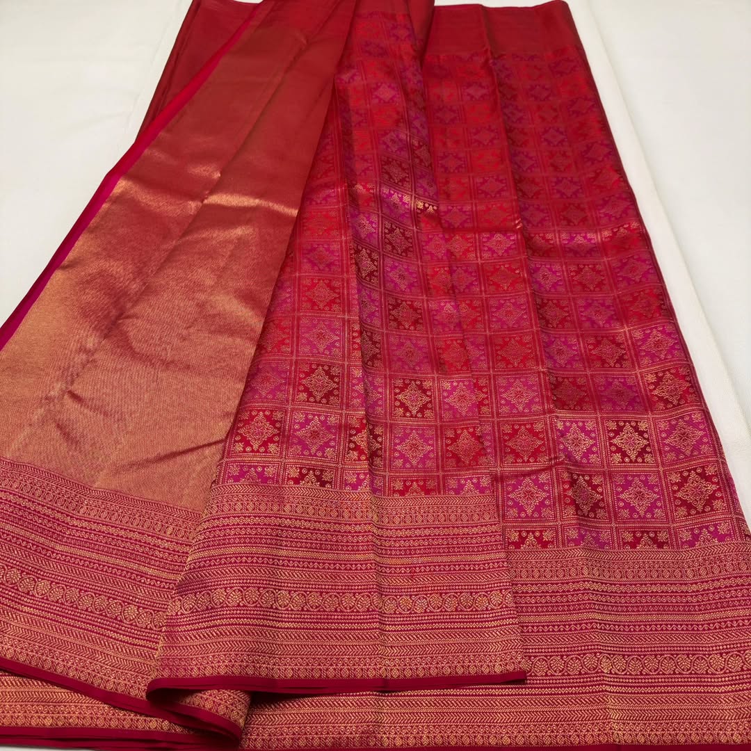 Classy Dark Pink Soft Banarasi Silk Saree With Innovative Blouse Piece