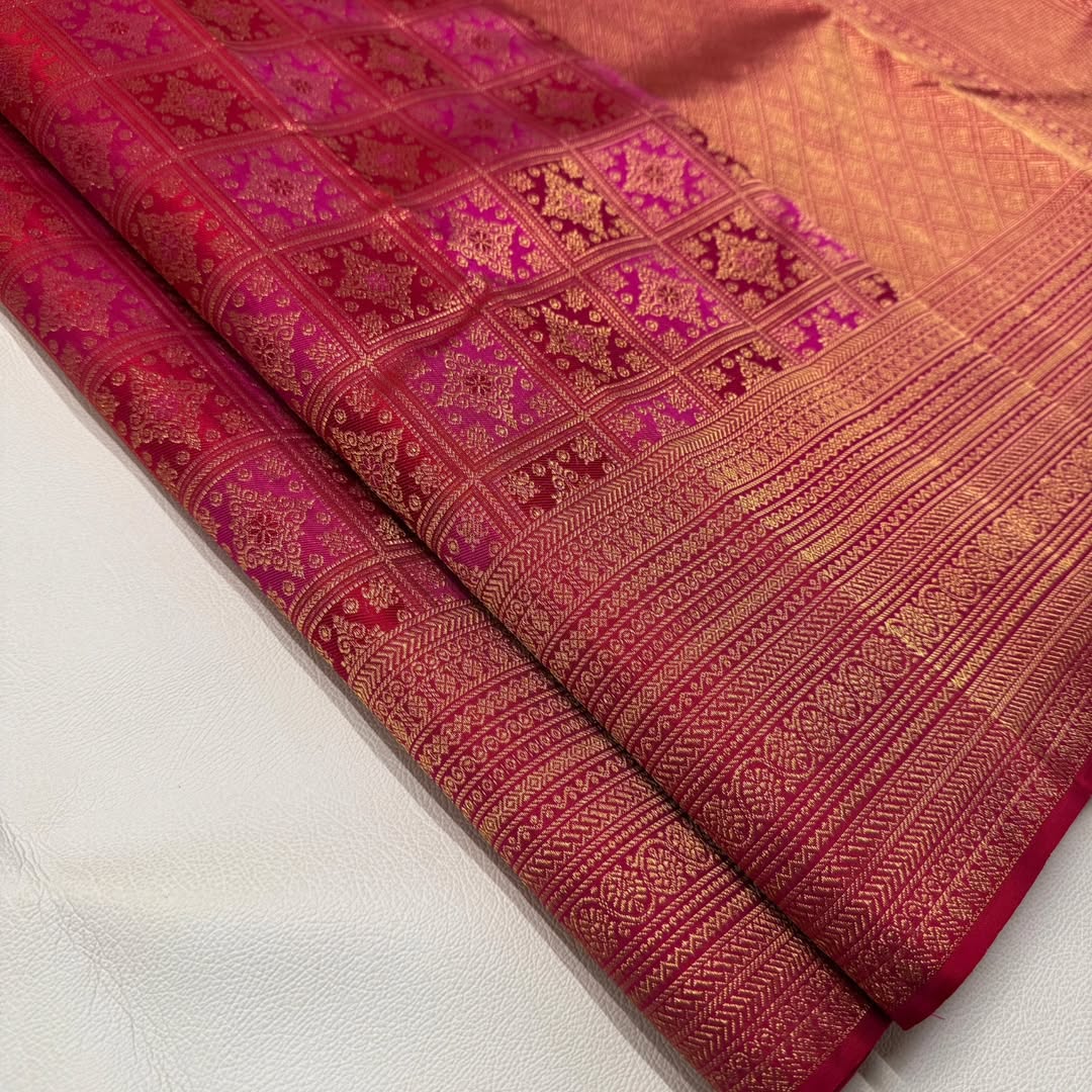 Classy Dark Pink Soft Banarasi Silk Saree With Innovative Blouse Piece