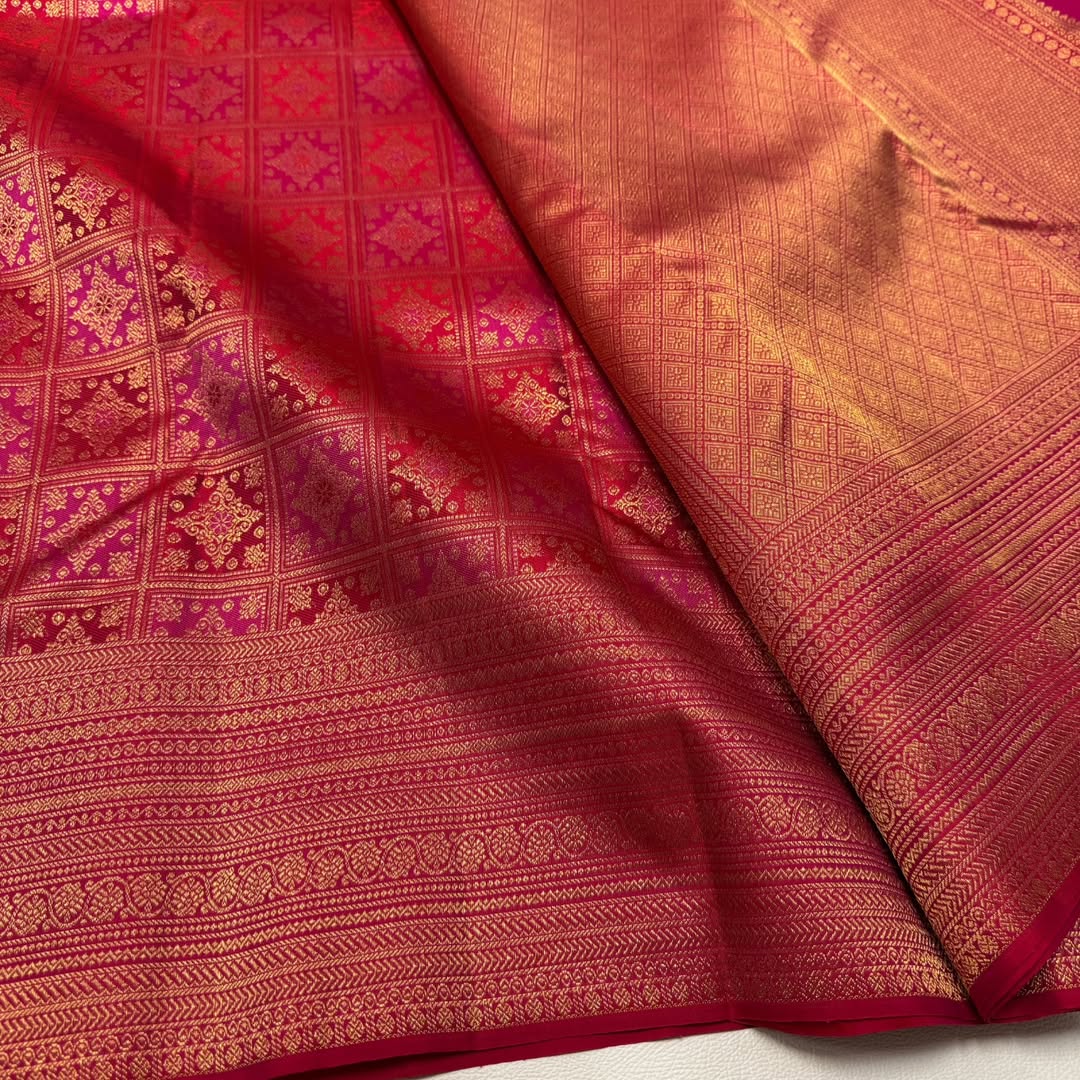 Classy Dark Pink Soft Banarasi Silk Saree With Innovative Blouse Piece