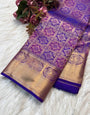 Mellifluous Purple Soft Banarasi Silk Saree With Charismatic Blouse Piece