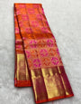 Exceptional Red Soft Banarasi Silk Saree With Lustrous Blouse Piece