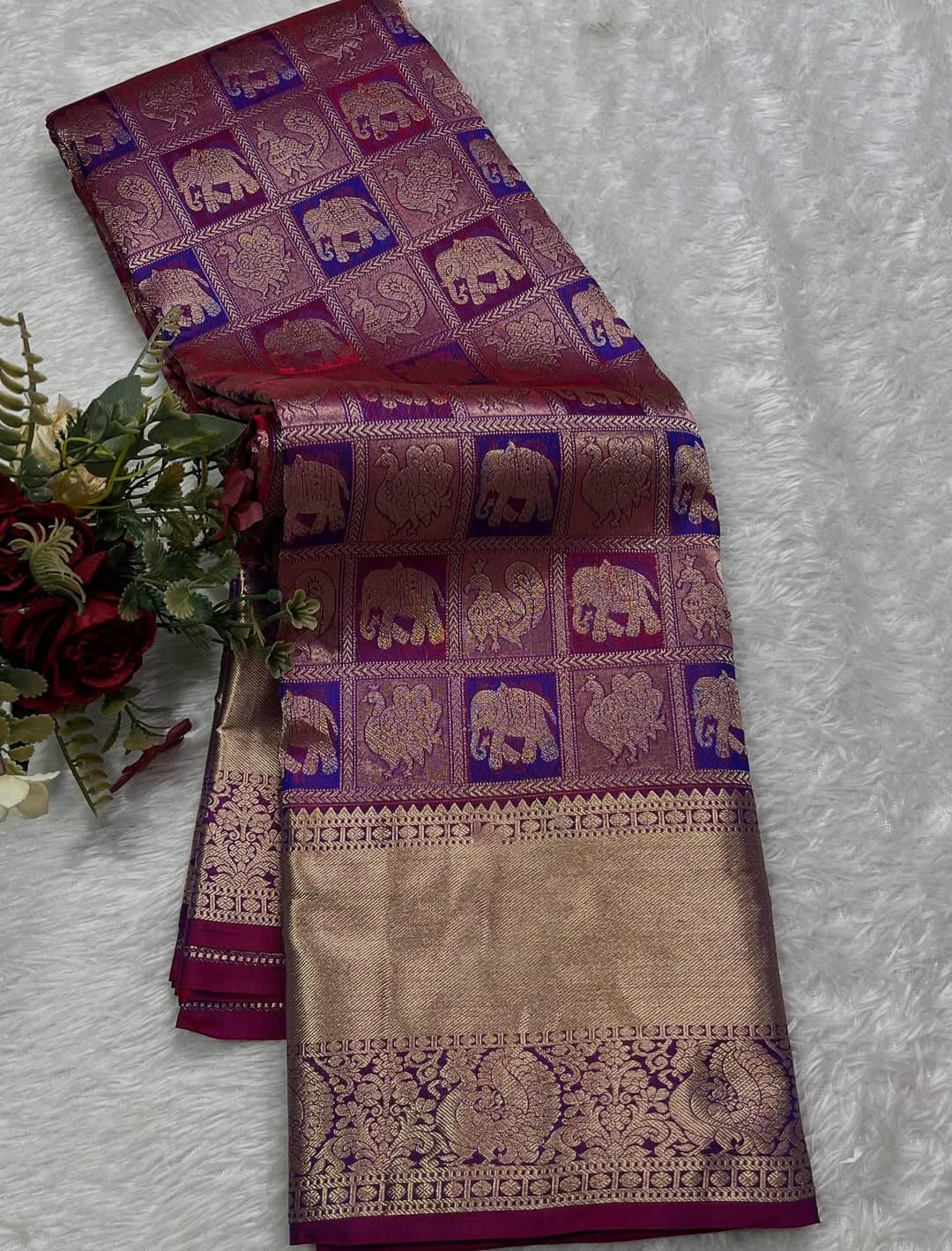 Luxuriant Purple Soft Banarasi Silk Saree With Panache Blouse Piece