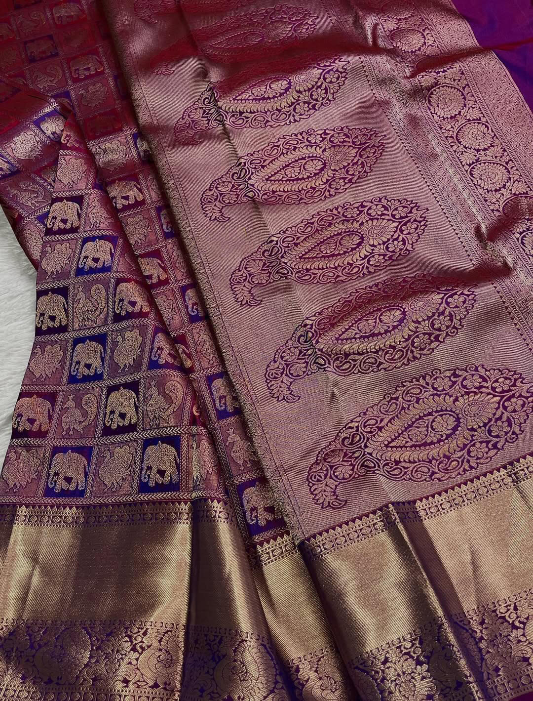 Luxuriant Purple Soft Banarasi Silk Saree With Panache Blouse Piece