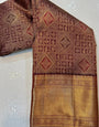 Palimpsest Maroon Pure Zari Weaving Banarasi Silk Saree With Mesmeric Blouse Piece