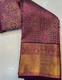 Dulcet Purple Pure Zari Weaving Banarasi Silk Saree With Tantalizing Blouse Piece