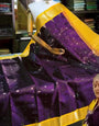 Elegant Purple Pure Zari Weaving Banarasi Silk Saree With Scrupulous Blouse Piece