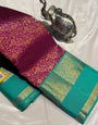 Traditional Purple Pure Zari Weaving Banarasi Silk Saree With Luminous Blouse Piece