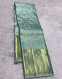 Gorgeous Sky Pure Zari Weaving Banarasi Silk Saree With Amazing Blouse Piece