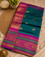Phenomenal Rama Pure Banarasi Silk Saree With Whimsical Blouse Piece