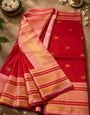 Radiant Red Pure Banarasi Silk Saree With Profuse Blouse Piece