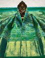 Sophisticated Parrot Pure Banarasi Silk Saree With Super classy Blouse Piece