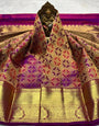 Serendipity Purple Pure Banarasi Silk Saree With Inspiring Blouse Piece