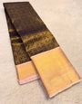 Classic Brown Pure Banarasi Silk Saree With Luminous Blouse Piece