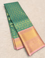 Beleaguer Sea Green Pure Banarasi Silk Saree With Staggering Blouse Piece