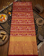 Amiable Dark Pink Pure Banarasi Silk Saree With Glittering Blouse Piece