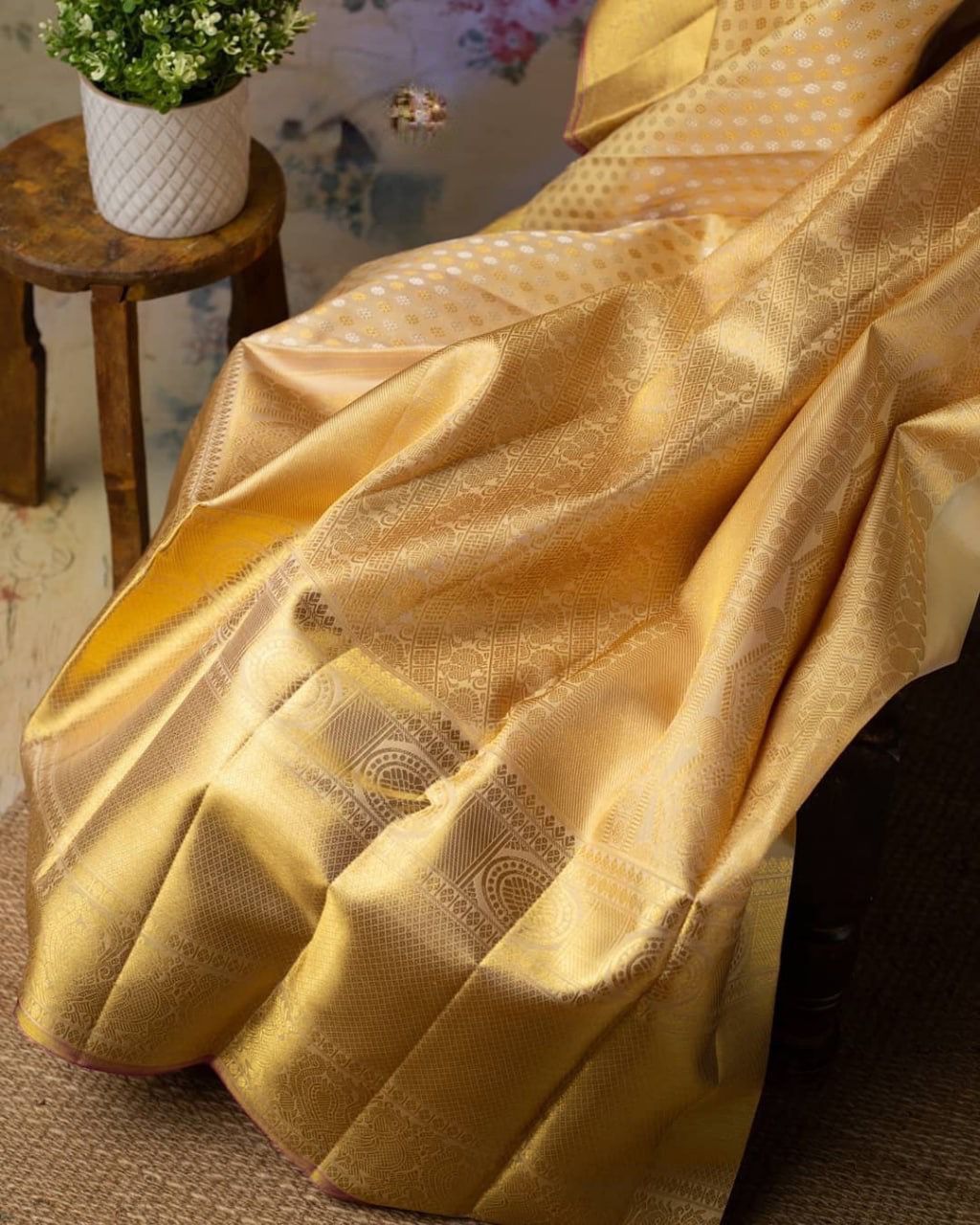 Blooming Beige Soft Silk Saree With Delightful Blouse Piece