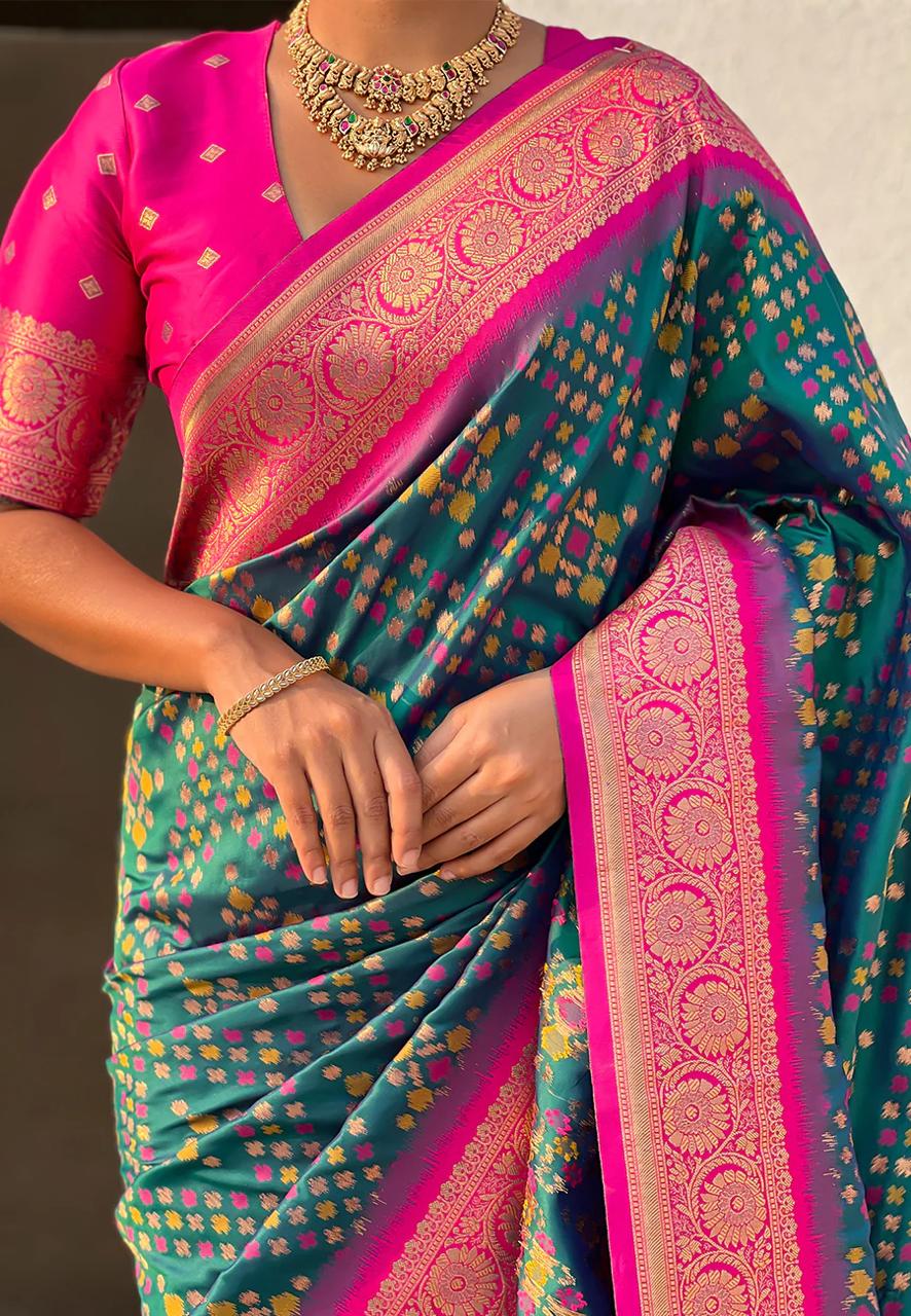 Demanding Dark Green Soft Silk Saree With Panache Blouse Piece