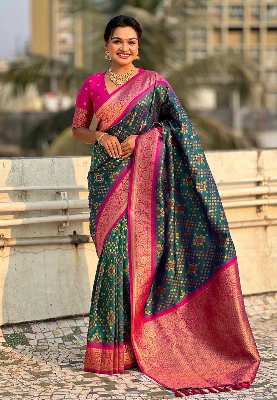 Demanding Dark Green Soft Silk Saree With Panache Blouse Piece
