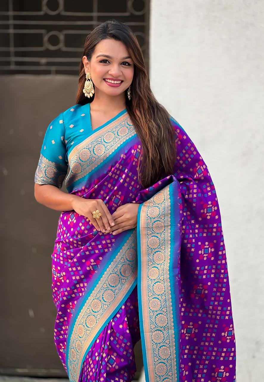 Twirling Purple Soft Silk Saree With Vivacious Blouse Piece
