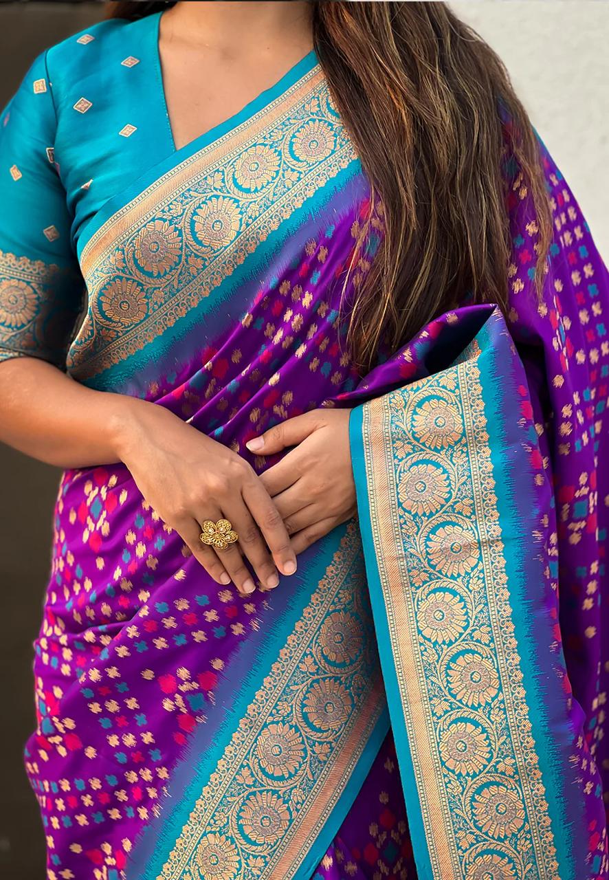 Twirling Purple Soft Silk Saree With Vivacious Blouse Piece