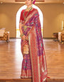 Flaunt Purple Patola Silk Saree with Incomparable Blouse Piece