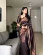 Whimsical Black Soft Banarasi Silk Saree With Elaborate Blouse Piece