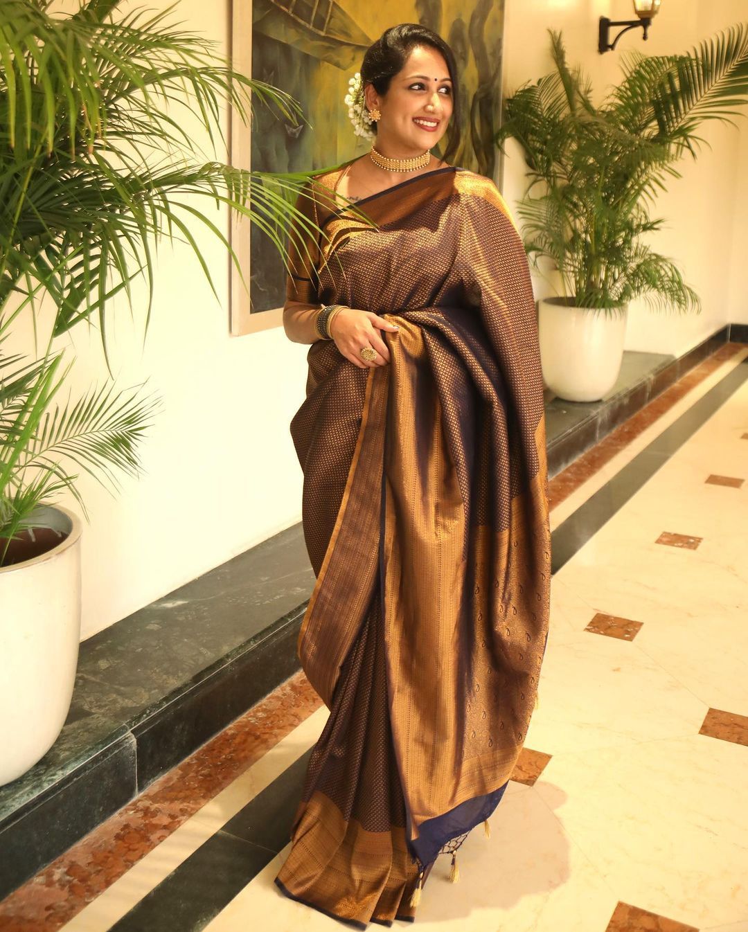 Quintessential Black Soft Kanjivaram Silk Saree With Surpassing Blouse Piece