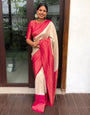 Exemplary Off white Soft Kanjivaram Silk Saree With Groovy Blouse Piece