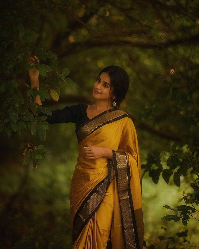 Panoply Yellow Soft Banarasi Silk Saree With Staring Blouse Piece