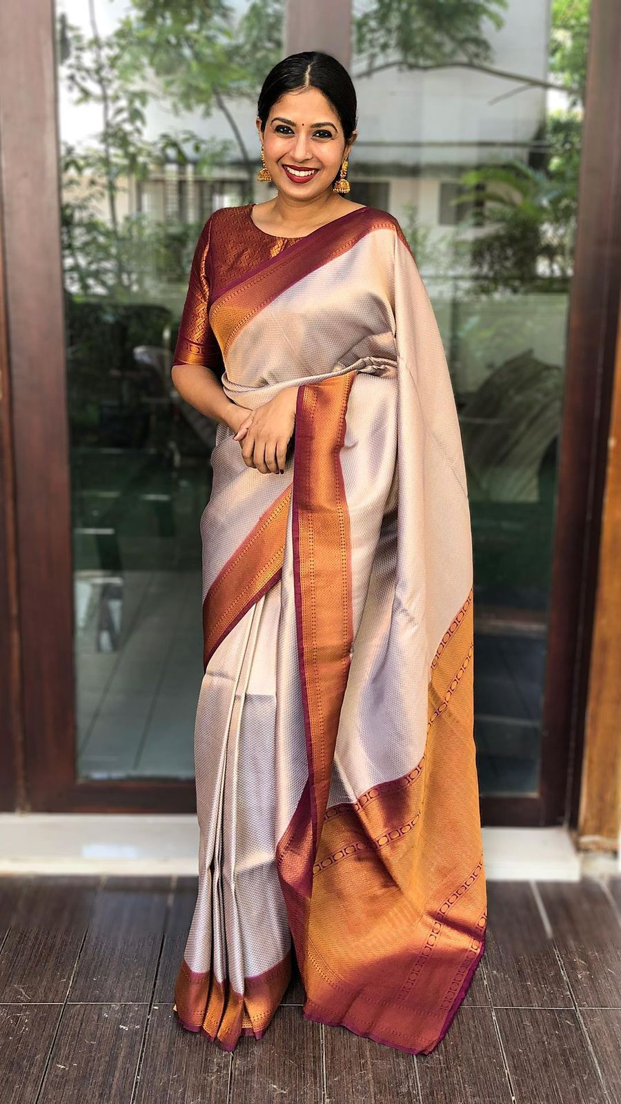 Jubilant Beige Soft Banarasi Silk Saree With Gorgeous Blouse Piece